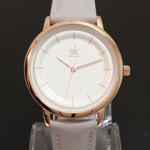 Ladies Dress Quartz Watch White Dial Grey Strap 38mm - Picture 6 of 14